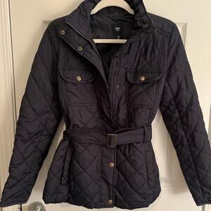 Navy Gap Quilted Jacket w/belt
